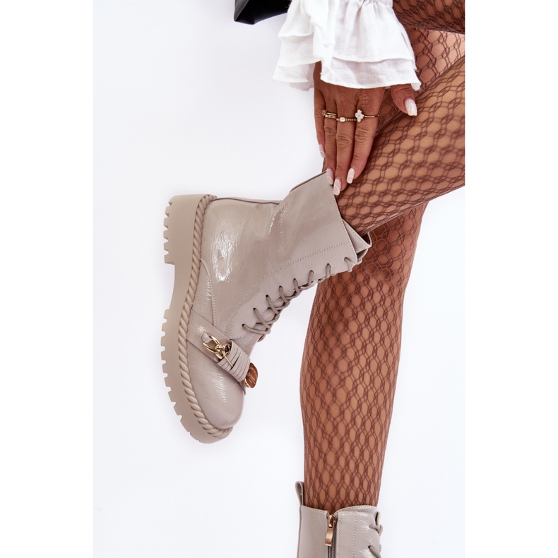 Botki Model Da MR870-67 Light Grey Lakier - Step in style szare 2