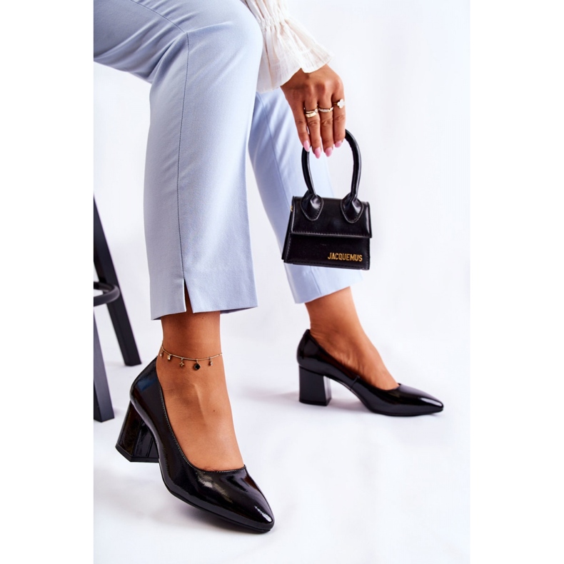 Czółenka Model Sergio Leone PB411 Black Lakier - Step in style czarne 2