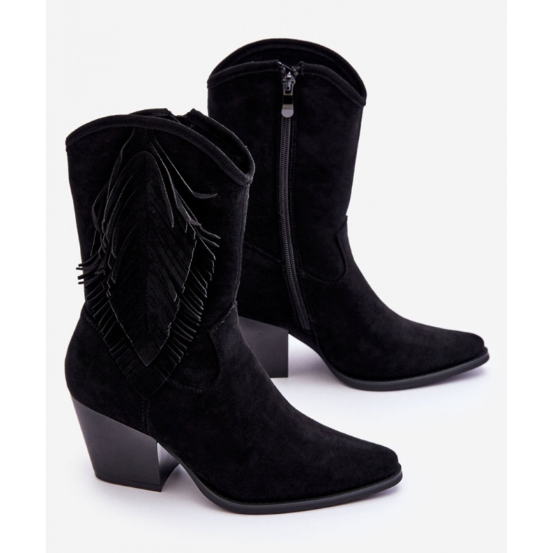 Kowbojki Model Elyse HY51-88 Black Zamsz - Step in style czarne 2