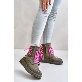 Botki Model Edidda 24BT26-7378 Panterka/Green - Step in style zielone 1