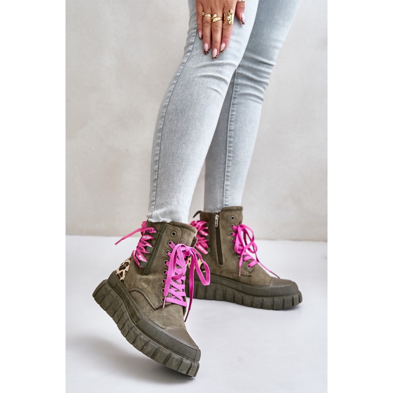 Botki Model Edidda 24BT26-7378 Panterka/Green - Step in style zielone 1