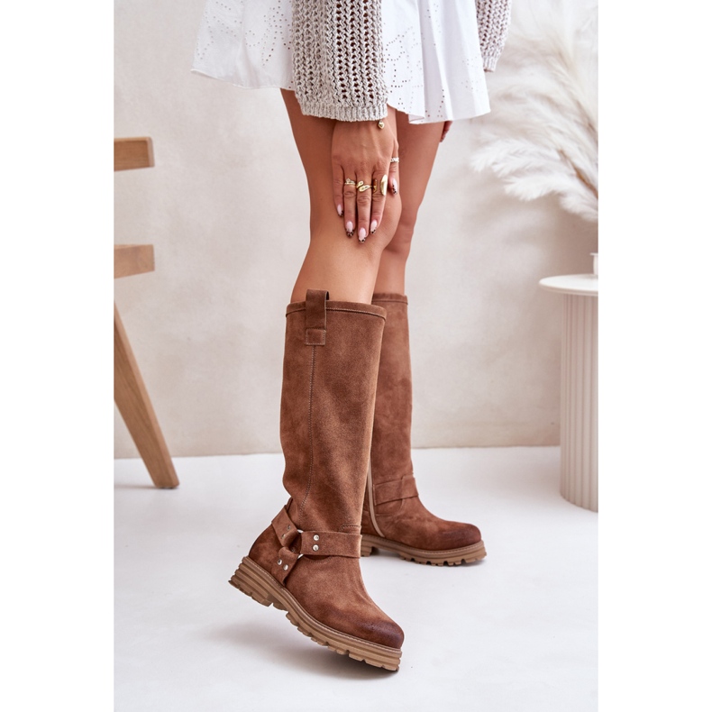 Kozaki Model Lewski 3615 Brown Zamsz - Step in style brązowe 1