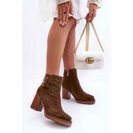 Botki Model Makeline H8-526 Oliwka Zamsz - Step in style zielone 1