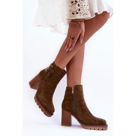 Botki Model Makeline H8-526 Oliwka Zamsz - Step in style zielone 2