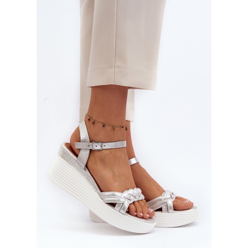 Sandały Model Esinna PS19 Silver - Step in style szare 1