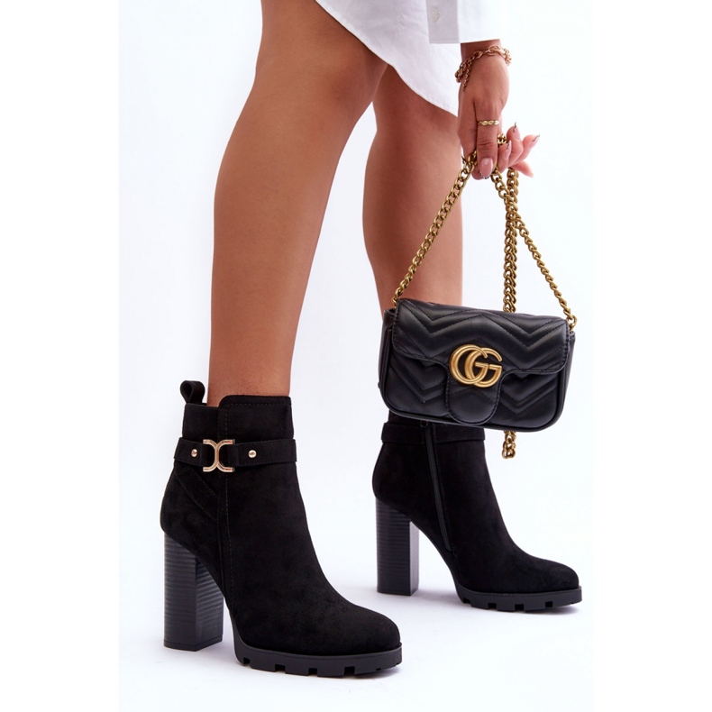 Botki Model Liani F38-1 Black Zamsz - Step in style czarne 1