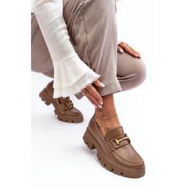 Półbuty Model Peuria 2644-3 Khaki Skóra - Step in style beżowy 2