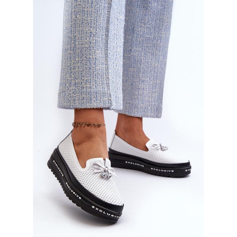 Mokasyny Model S.Barski LR400 White - Step in style białe 1