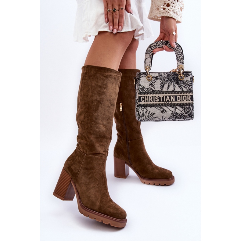 Kozaki Model Virdana H8-518 Oliwka Zamsz - Step in style zielone 2