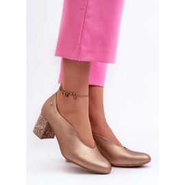 Czółenka Model Maciejka 06422-25 Gold - Step in style żółte 1