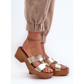 Sandał Klapki Model Zazoo 40412 Gold - Step in style żółte 1