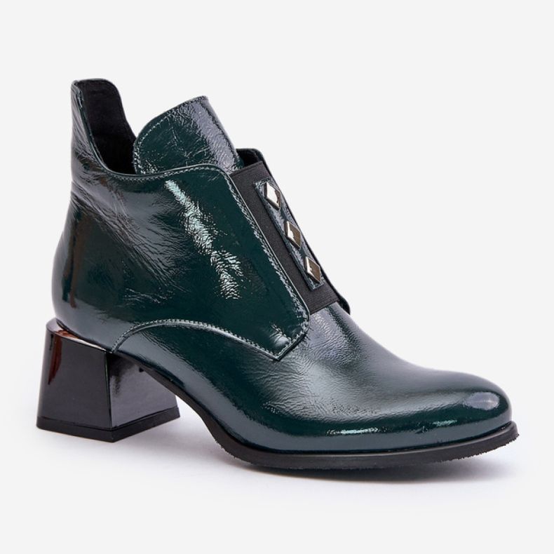 Botki Model Zazoo 60504 Dark Green Lakier - Step in style zielone 2