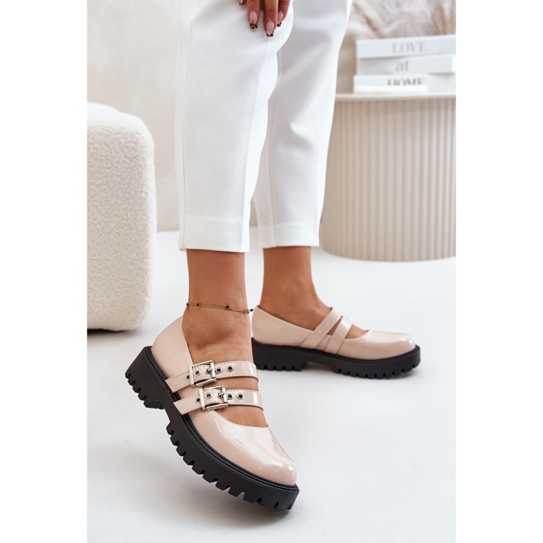 Półbuty Model Terione 3231 Beige Lakier - Step in style beżowy 1