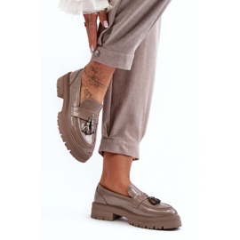 Półbuty Model Velenase YL189 Dark Beige Lakier - Step in style beżowy 2