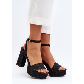 Modne sandały damskie z materiału tekstylnego czarne 1