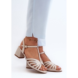 Lakierowane Sandały Model Sergio Leone Beige beżowy 1