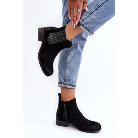 Klasyczne damskie botki z eko zamszu Black czarne 1