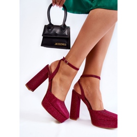 Sandały z materiału i mieniącym brokatem różowe 1