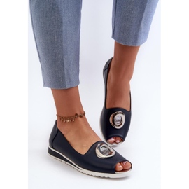 Jezzi Czółenka Odkryty Palec Navy niebieskie 1