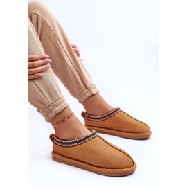 Kapcie Z Futerkiem Camel brązowe 1