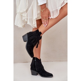 S. BARSKI Botki Z Frędzlami Model S.Barski Black czarne 1