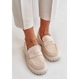 Wygodne Mokasyny Light Beige beżowy 2