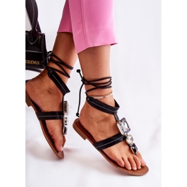 Step in style Sandały wiązane Model HJ7081 Black czarne 2