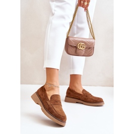 Mokasyny Damskie z Eko-zamszu C-528 brązowe 1