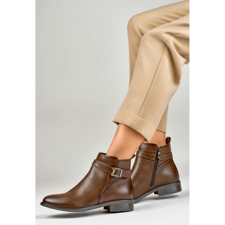 Botki Damskie CH2225BR beżowo-brązowe 1