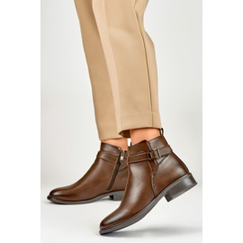 Botki Damskie CH2225BR beżowo-brązowe 2