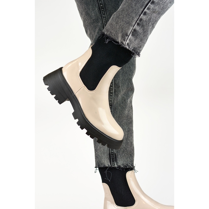 Workery Lakierowane DES925M-BE beżowe beżowy 1