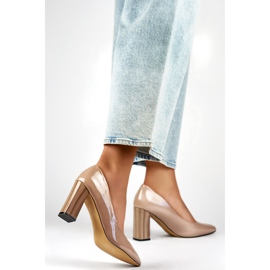 Czółenka Damskie Lakierowane GD-FL486A-T beżowe beżowy 1