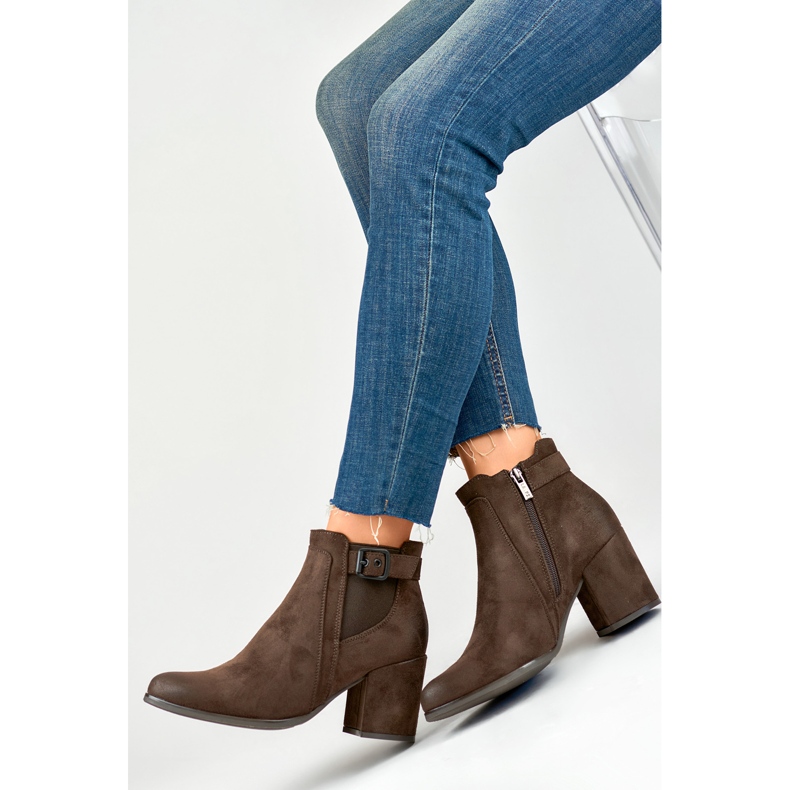 Botki Damskie Ocieplone Futrem 260034BR-SU brązowe 1