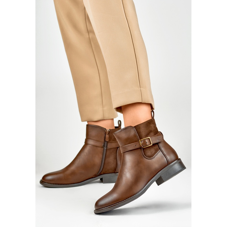 Botki Damskie Nieocieplane CH2228BR brązowe 2