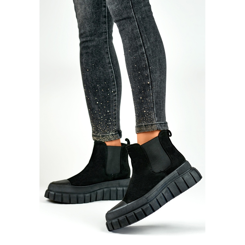 Botki Damskie lekko Ocieplone A1006B czarne 2
