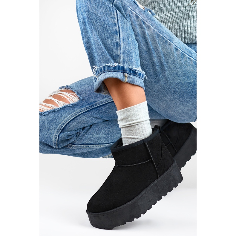 Śniegowce Damskie Ocieplane Futrem 2818B czarne 2