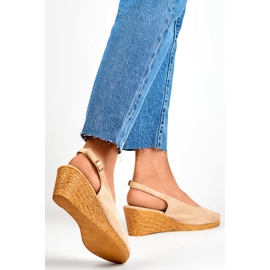 Sandały Damskie na Koturnie GD-FL653BE beżowe beżowy 1