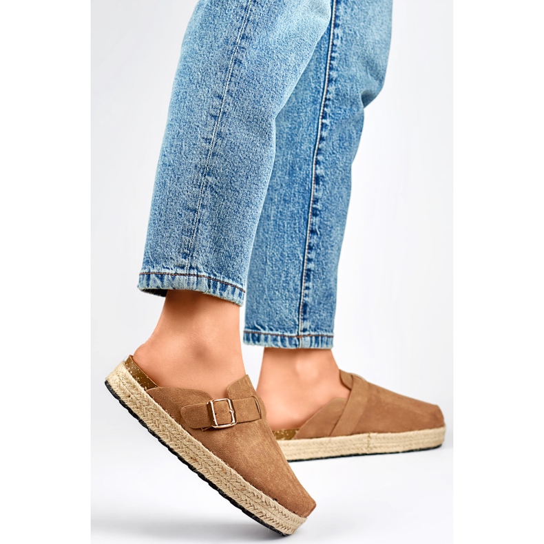 Klapki Damskie DM802KH jasny brąz brązowe 1