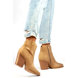 Botki Damskie Ocieplane Futrem A5618-8BE beżowe beżowy 1