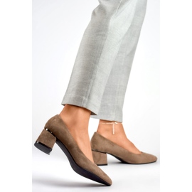 Czółenka damskie GD-XR-103B-KH Brązowe 1