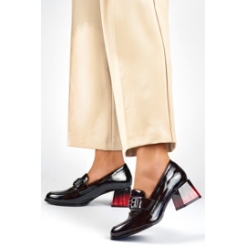 Czółenka lakierowane z Ozdobą GD-FL478-B Czarne 1