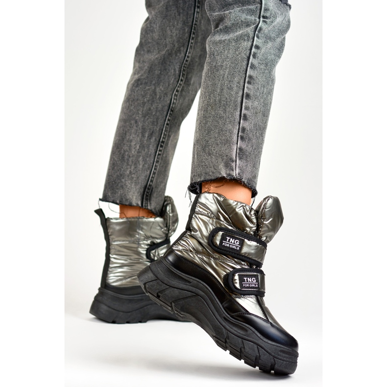 Śniegowce zapinane na Rzepy 22-PY16062SI szare 2