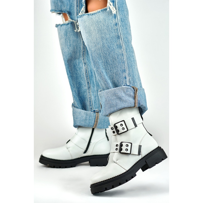 Botki Workery Model Axelle 250007W-PU White Lakier - PRIMO białe 1