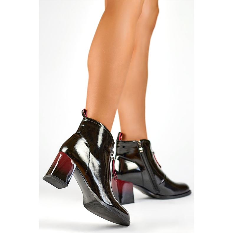 Botki Damskie GD-FL2107B Lakierowane czarne 1