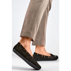 Mokasyny Damskie QQ5B z kokardą czarne 1