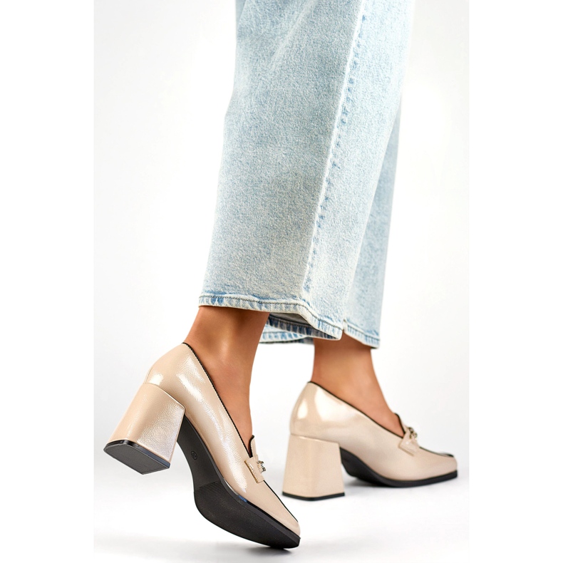 Czółenka Damskie lakierowane 24-12322BE beżowy 1