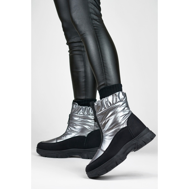 Śniegowce Model 3555-4-G Black/Silver - PRIMO szare 1