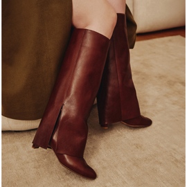 Marco Shoes Kozaki Cleo Szerokie brązowe 2