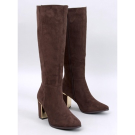 Kozaki na obcasie klasyczne Arlena Brown brązowe 1