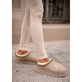 Śniegowce Damskie Na Platformie Ocieplane Futerkiem Zielone Remenia 2